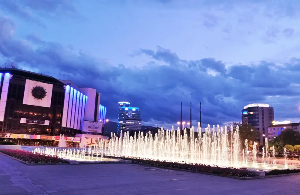 National Palace of Culture at dusk